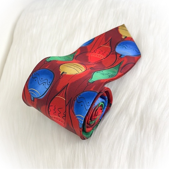 💕Beautiful Christmas Ornaments Jerry Garcia Mens Silk Tie💕 - Picture 12 of 13
